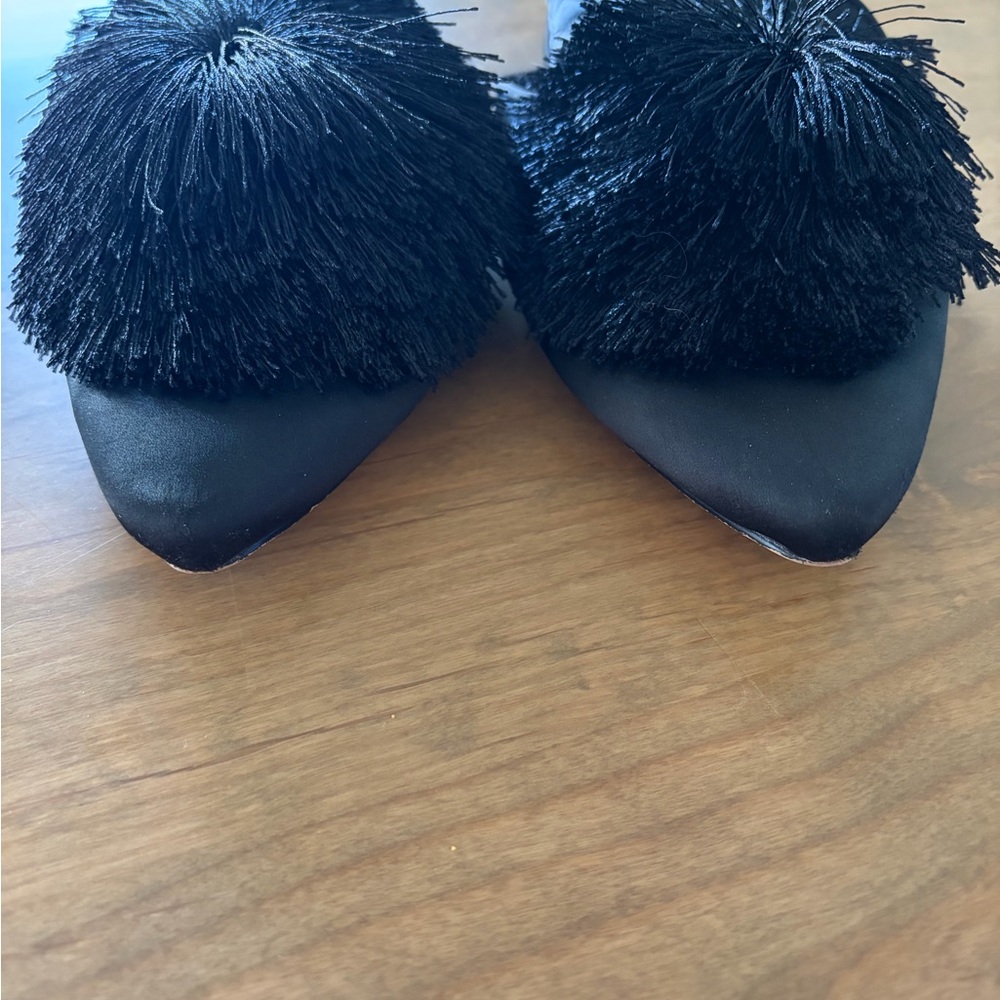 Birdies Dove Satin Mule in Black Satin Pom Women’s Size 8.5 - Picture 7 of 7